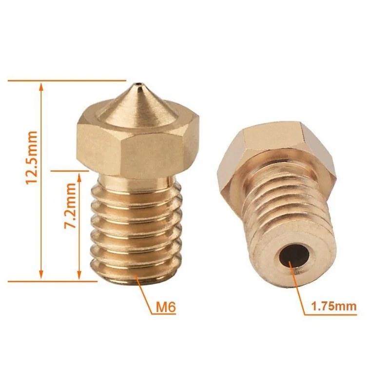Bico Nozzle MK8 Latão 0,5mm para Filamento 1,75mm - Imagem 2
