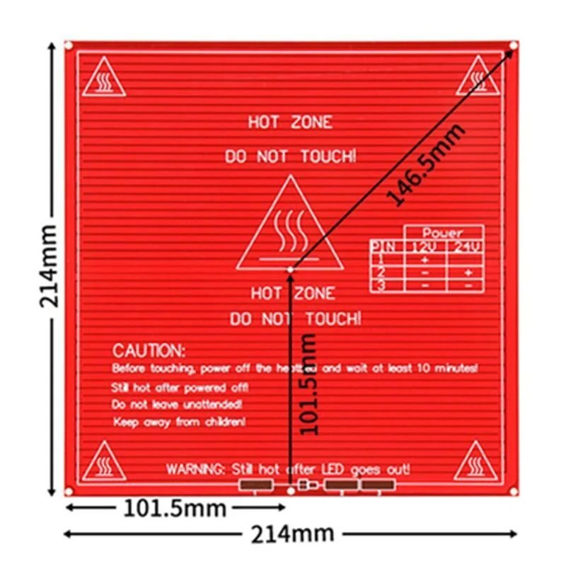 Mesa Aquecida Heatbed MK2B 12V/24V 214x214mm - Imagem 2